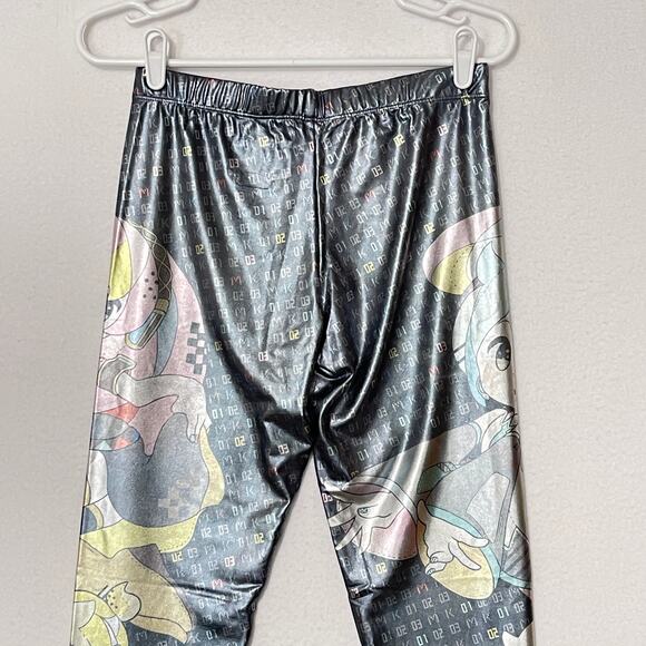 Hatsune Miku Vocaloid Cosplay Leggings Womens Large Silver Graphic Metallic - Picture 4 of 11